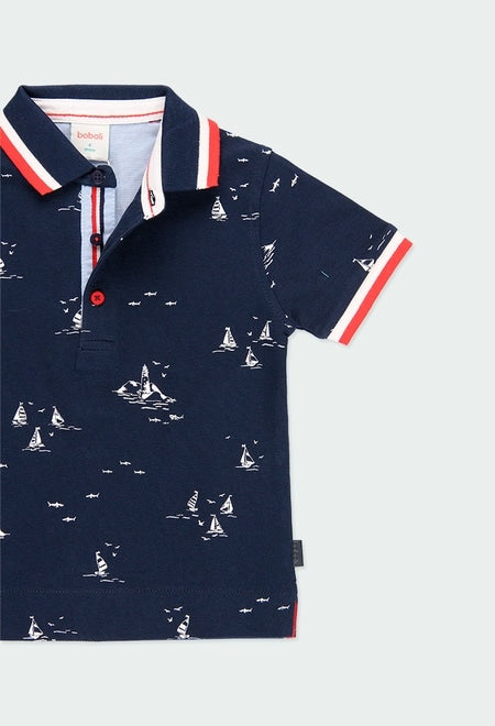 Polo de piqué com navios - Jotitas Boutique